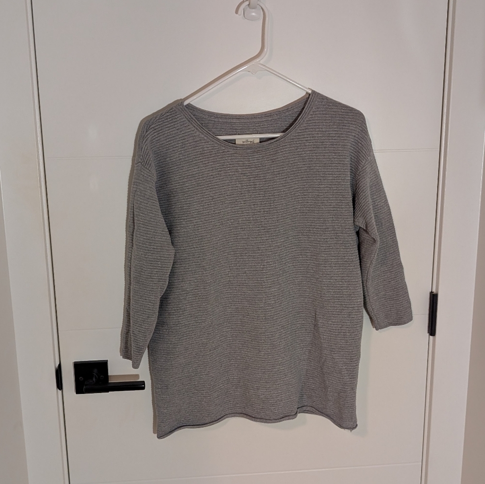Wilfred Grey Ribbed Silk Cashmere Blend Sweater | Size Small